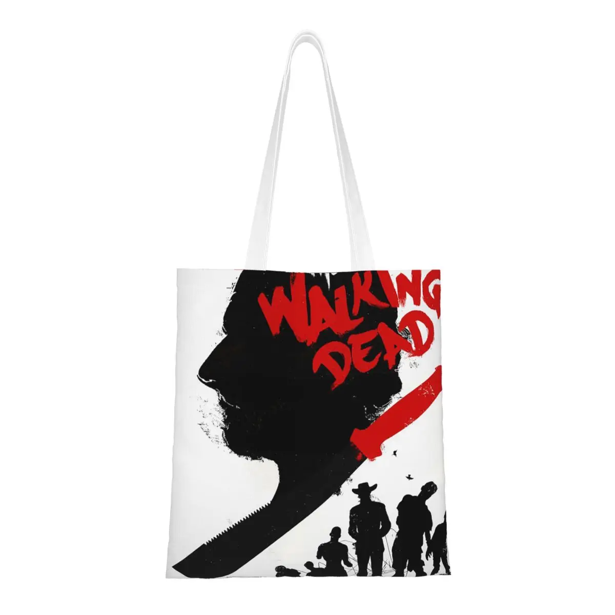 The Walking Dead Gaming Games Shopping Bags Ladies Canvas The Tote Bag Folding Women Shoulder Tote Travel Handbag