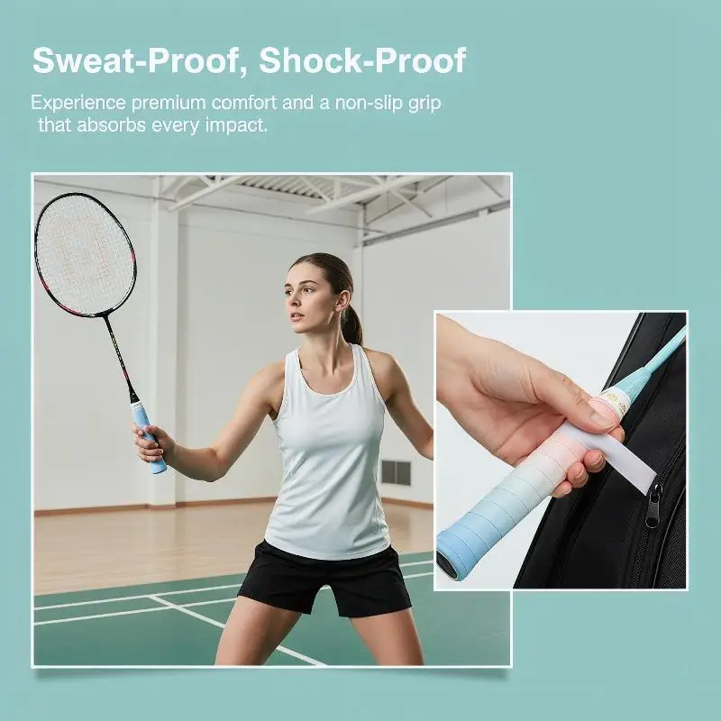 

Racket Grip Tape Gradient Color Anti Slip Sweat Absorbent Tacky Overgrip for Badminton Enthusiasts Official Competitions