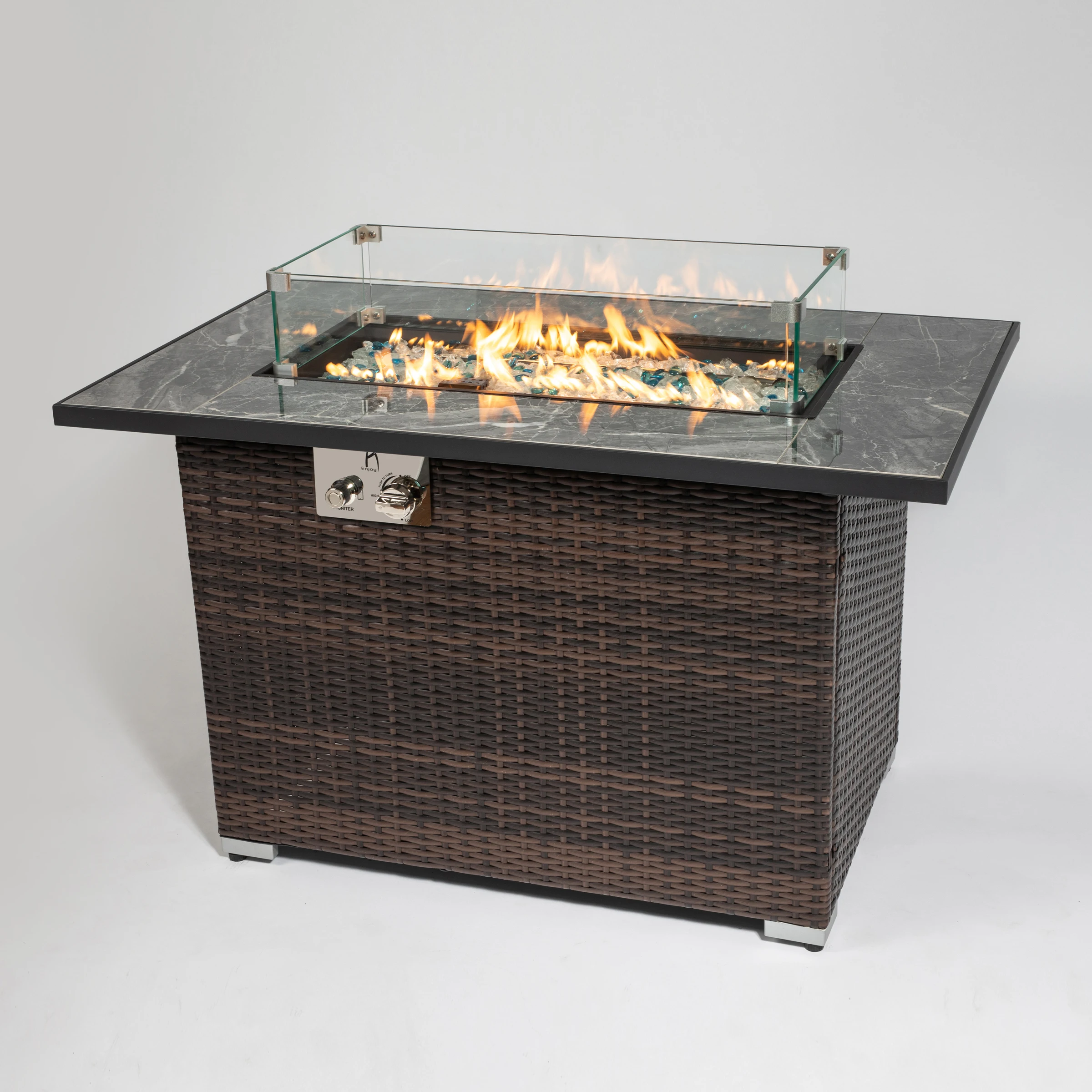 

44inch Outdoor Fire Pit Table, Propane Fire Table with Ceramic Tabletop Gas Fire Table