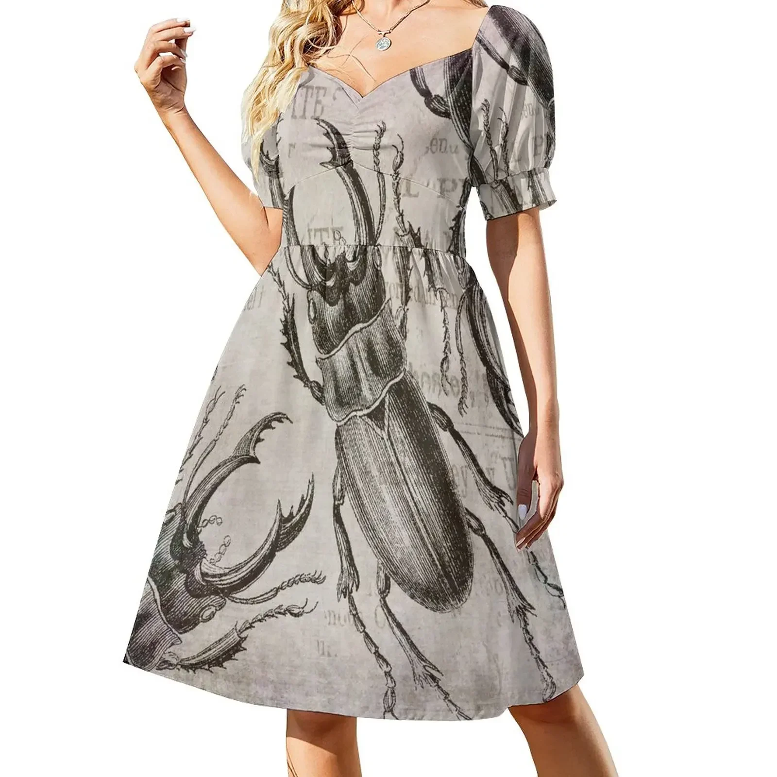 

Grunge Style Stag Beetle Short-Sleeved Dress birthday dress dresses for womens luxury women's party dress evening prom