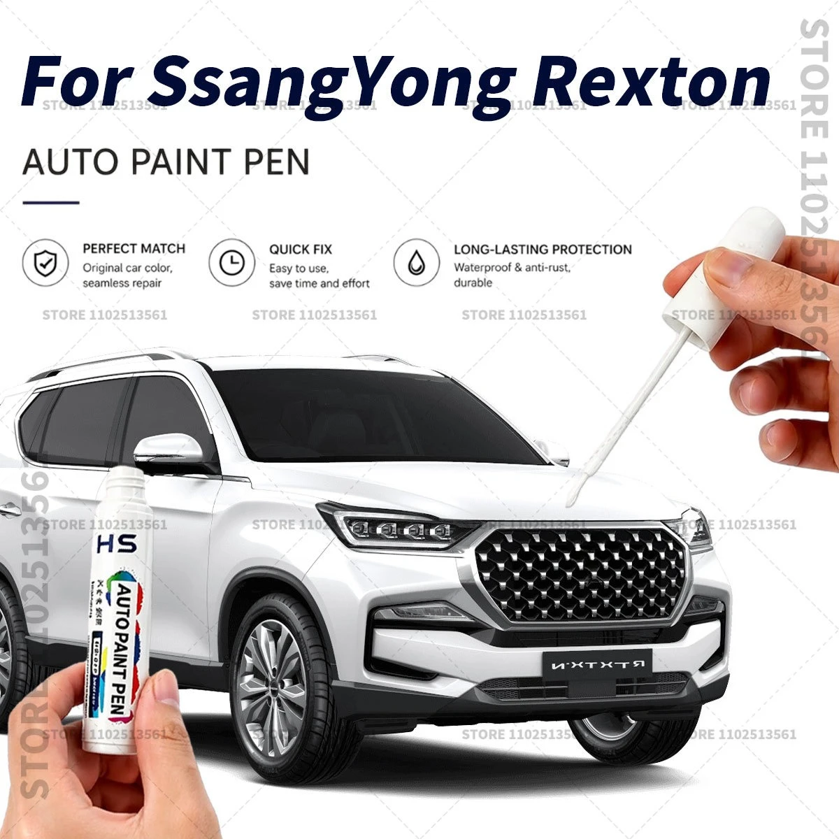 Touch Up Paint Pen Quick Repair Car Scratch Chip Paint Brush For KGM SsangYong Rexton Atlantic Blue Space Black Marble Grey