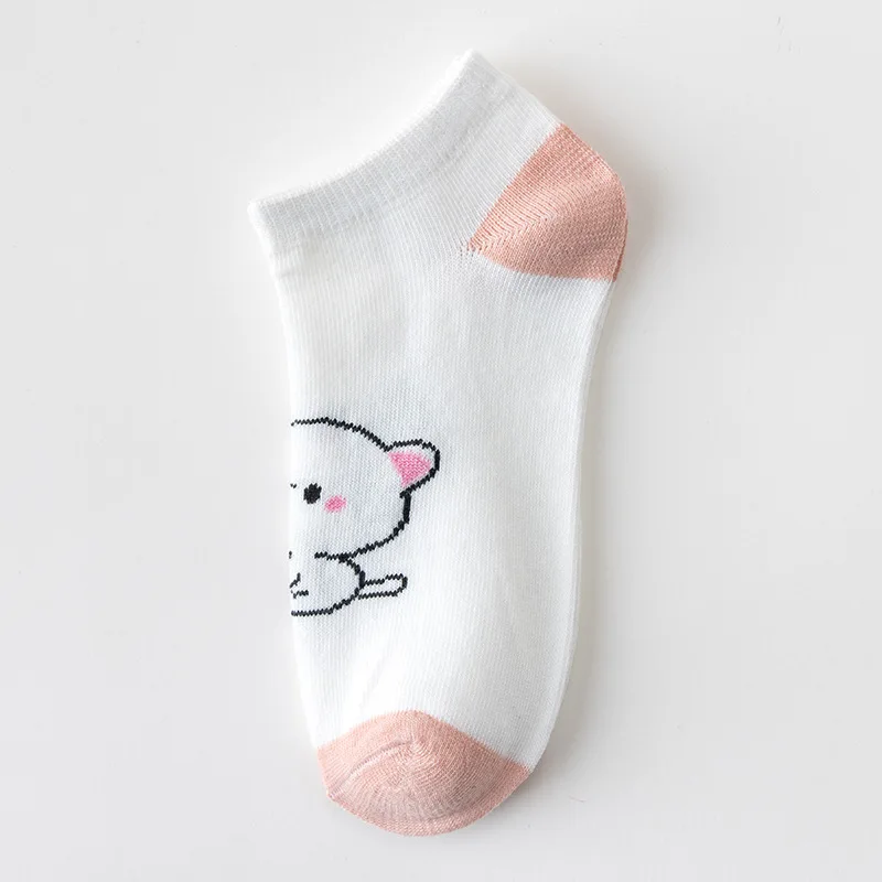 5 Pairs/Set Woman Cotton Ankle Socks Cartoon Breathable Fashion Dropshipping Slippers Sports Harajuku Girls Cute Short Casual