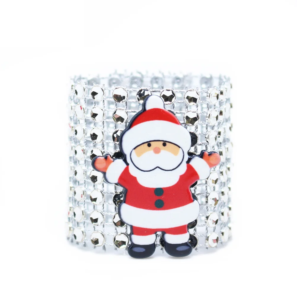 

12Pcs Christmas Napkin Rings Silver Serviette Holders Reusable Holiday Table Decoration Napkin Rings Serviette Buckle