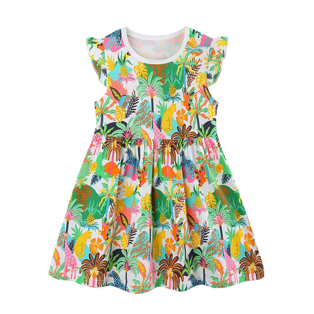 

3-7T New Arrival Sleeveless Girls Dresses Summer Girls Party Dress All Printed Kids School Children Clothing Toddler Dresses