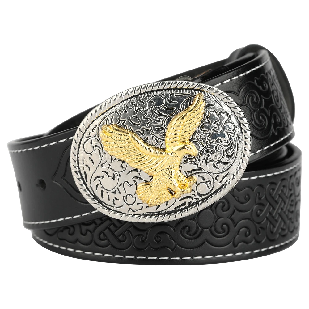 

Eagle Buckle Vintage Embossed Decorative Leather Belt
