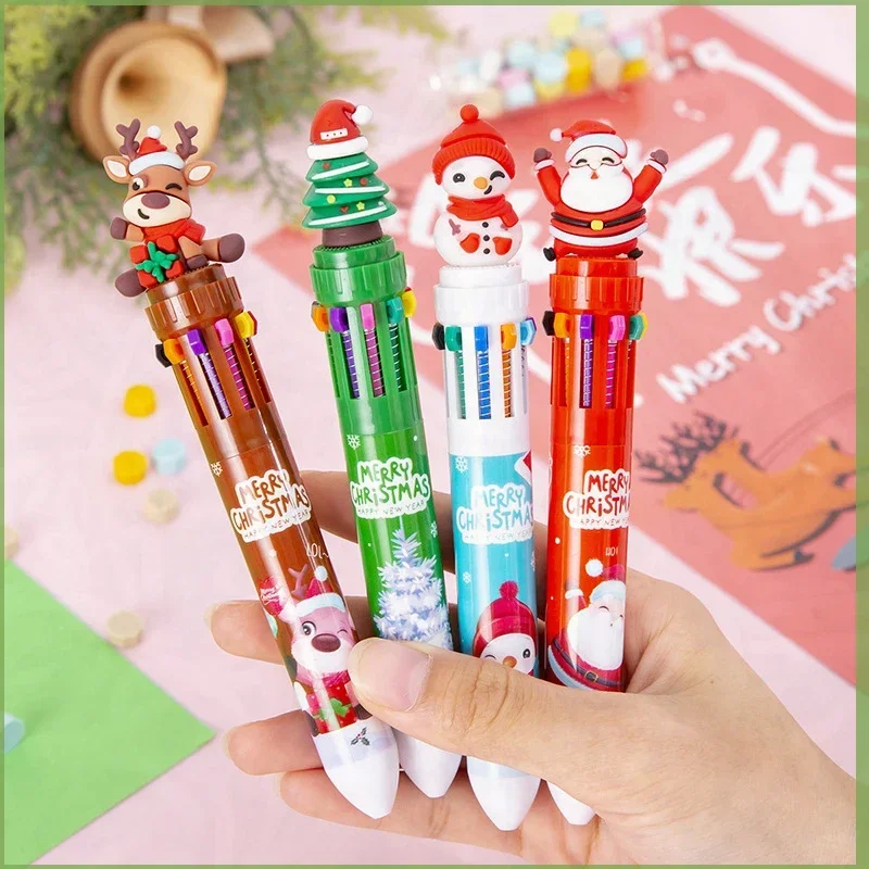 cute cartoon reindeer gel canetas grupo papelaria vovo natal 12 pcs 10 cores 01