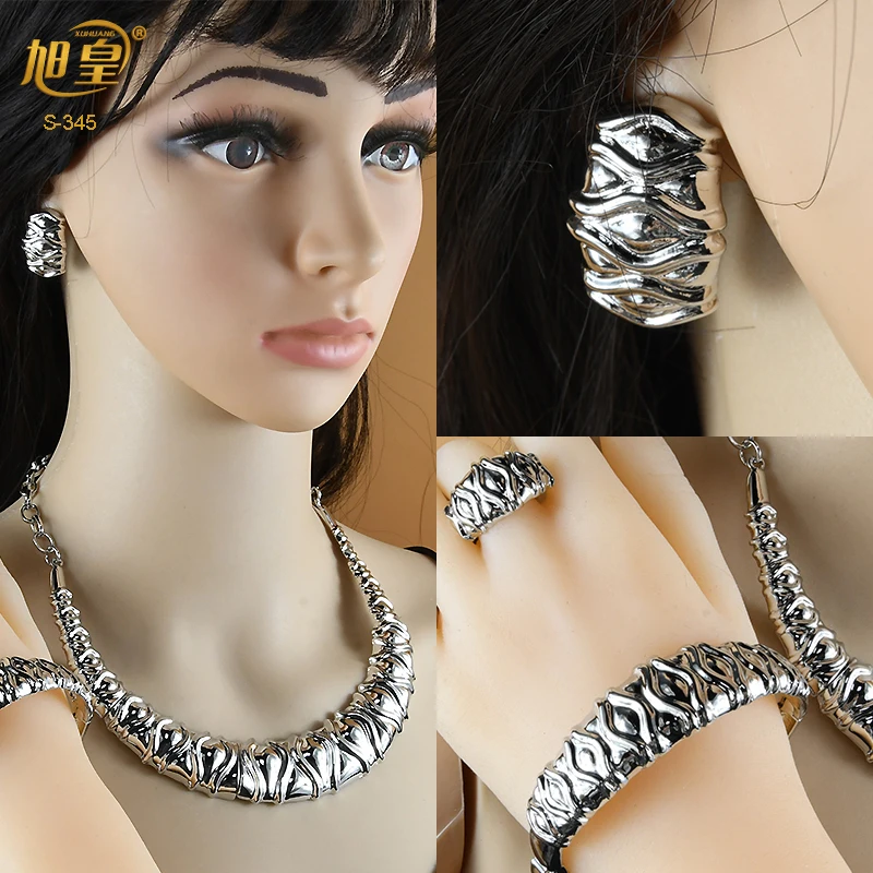 XUHUANG francia Set di gioielli con bracciale collana di alta qualità nigeriano lusso sposa regalo di nozze Set di collana girocollo placcata