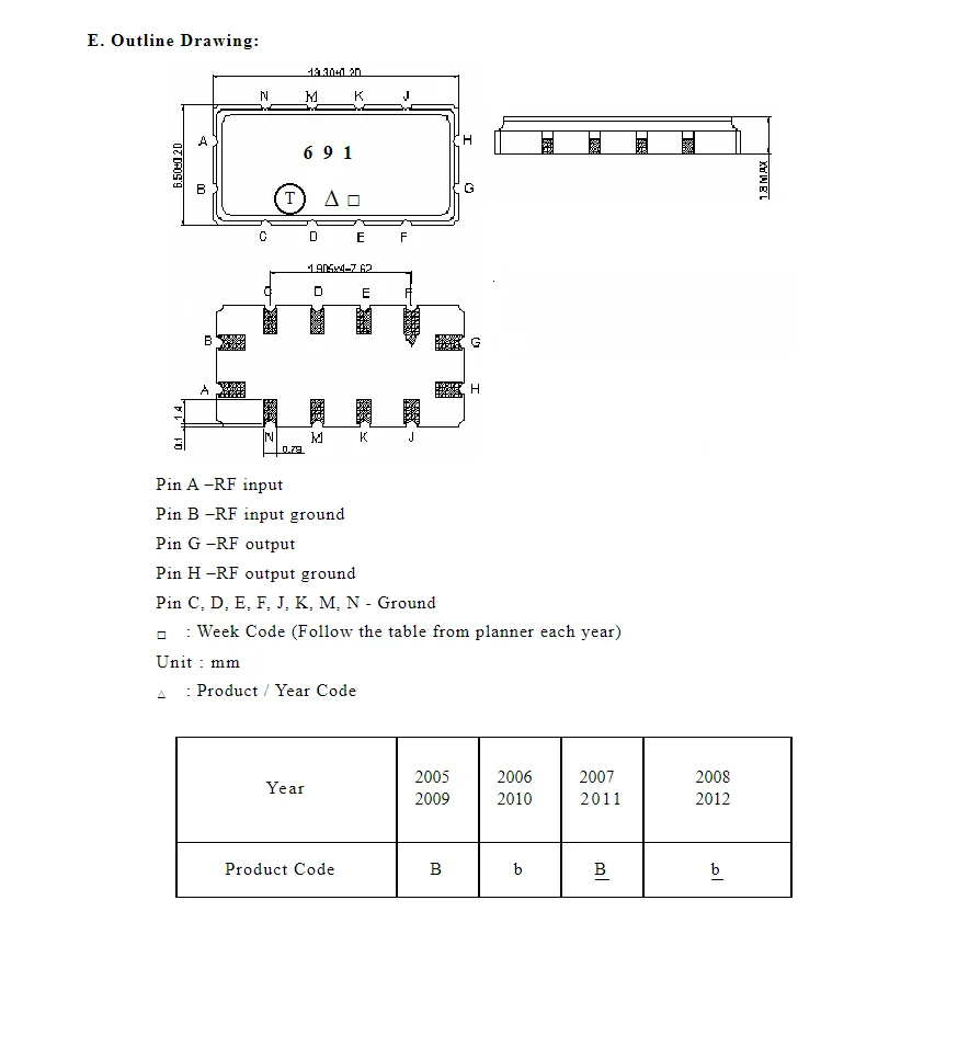 5PCS   TB0691A  code 691  brand new genuine   70MHz 1.3MHz BW packaged SMD  SAW Filter in stock