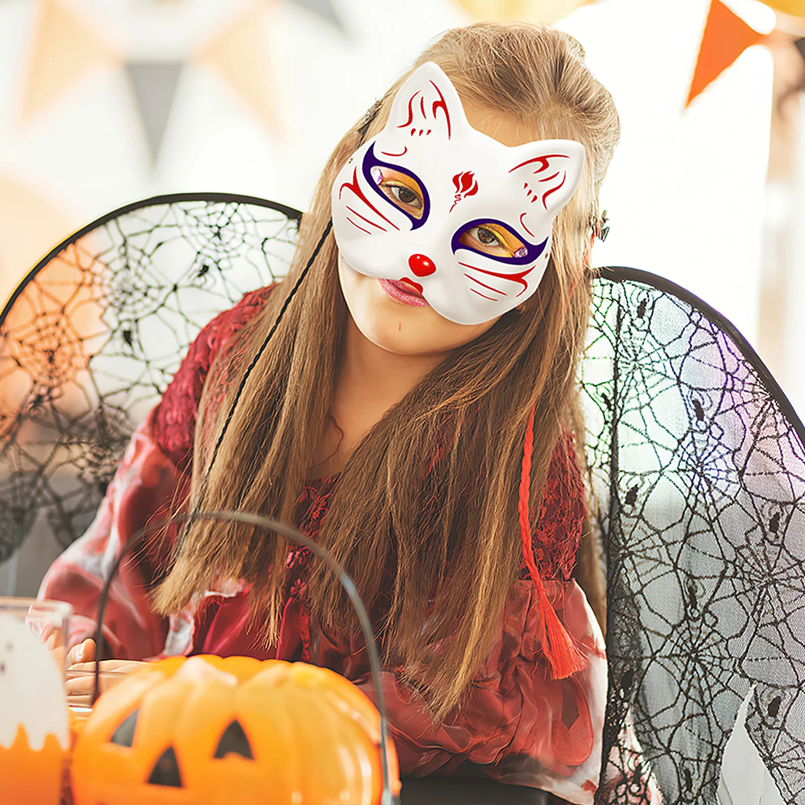 

2pcs Hand Painted Mask White Paper Diy Blank Animal Cat Mask For Halloween Carnival Party Craft Art Class Masquerade Costume