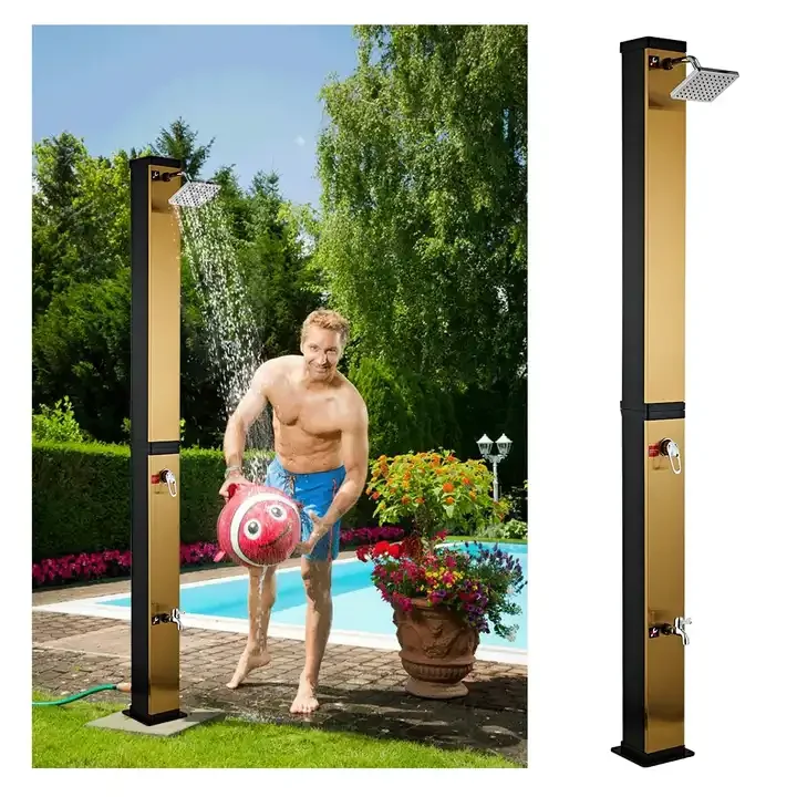 

KANGRUN Custom Golden 40L Square Brushed Nickel Indoor Portable Shower for Pools Swimming Outdoor PVC Material Shower Pool