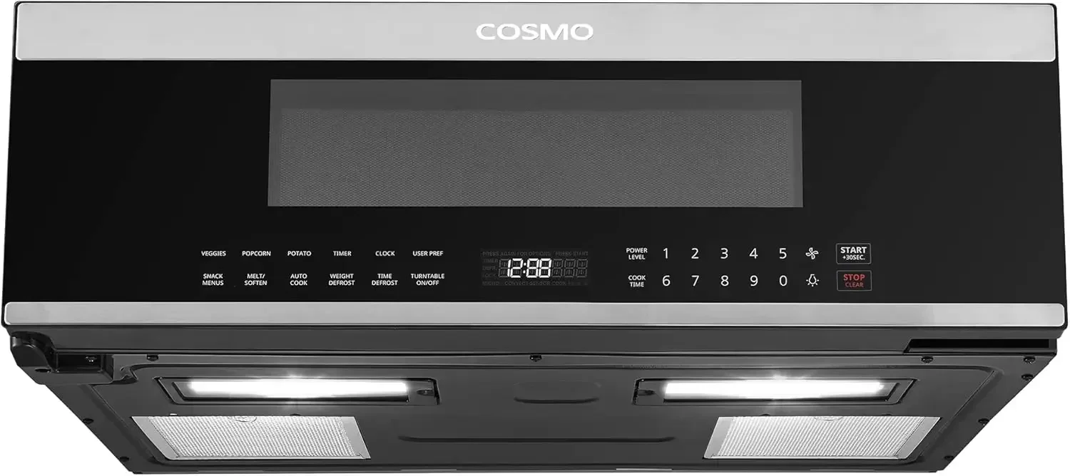 COSMO COS-3012ORLP1SS 30 in. Slim Over the Range Microwave with Automatic Presets, Soft Touch Controls and 1.2 cu. ft. Capacity