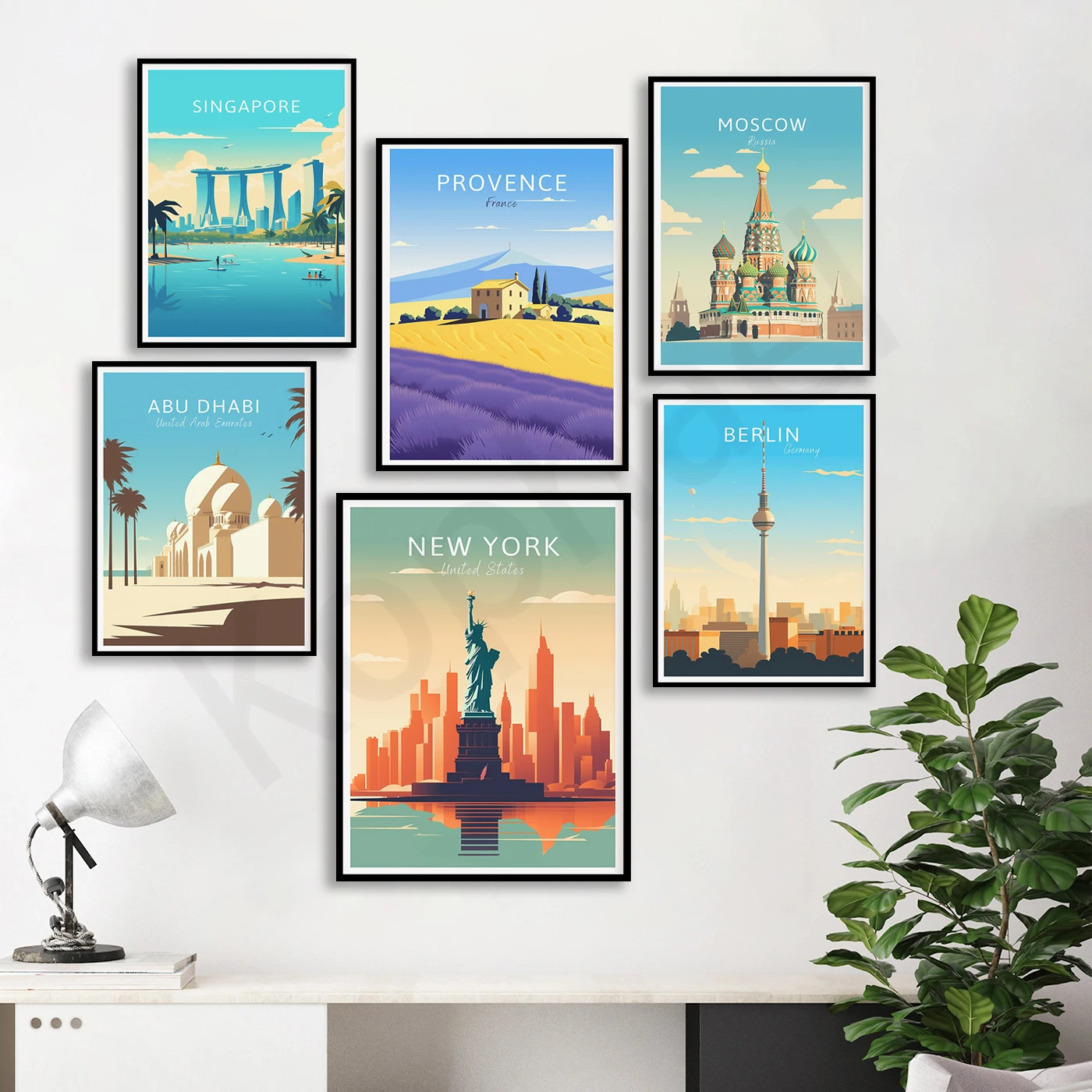 Kyoto New York Shanghai Tuscany Singapore Copenhagen Provence Moscow Abu Dhabi Prague Berlin.City Travel Landscape Poster