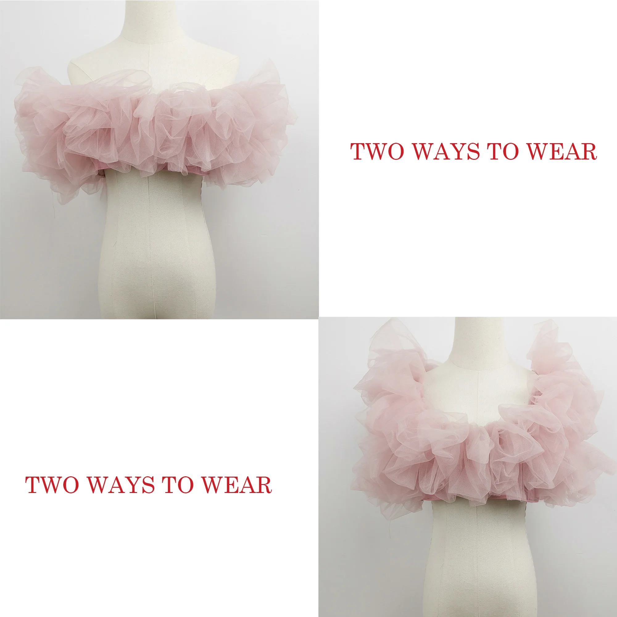 Don&Judy Tulle Puffy Ruffle Crop Top Maternity Dresses Accessories Shoulderless Ruffle Top for Photo Shoot Maternity Photography