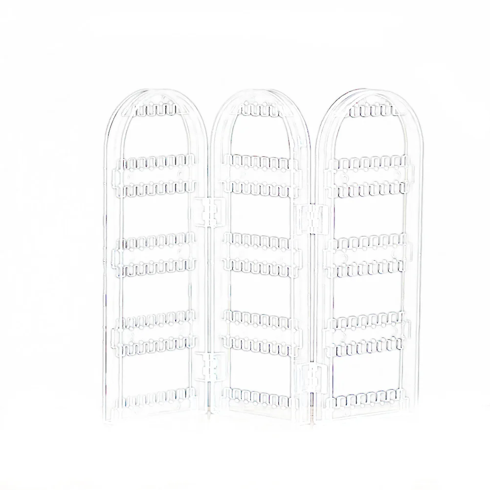

Earring Rack Organizer Folding Plastic Stand Transparent Three Part Jewelry Display Holder for Earrings Rings Watches