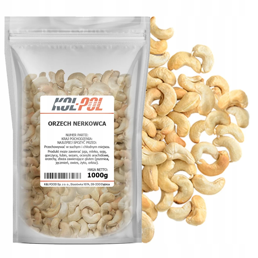 ORZECHY NERKOWCA 1kg Całe nerkowce naturalne świeże wysoka jakość Kol-Pol