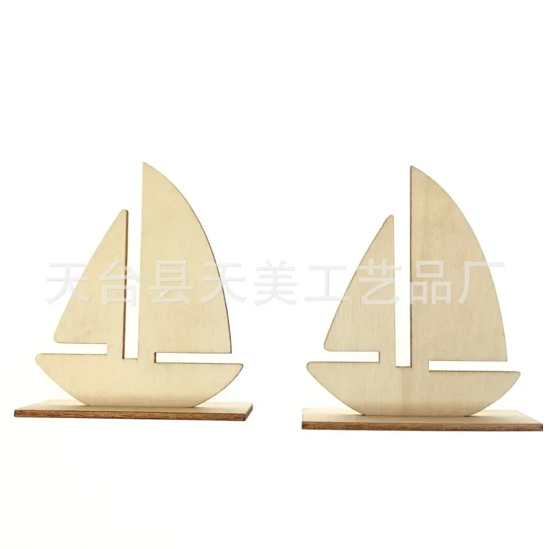 

10PCS Wood DIY Crafts Cutouts Blank Wooden Sailboat Shaped Ornaments Wood Tags for DIY Projects Sailing Party Decorations