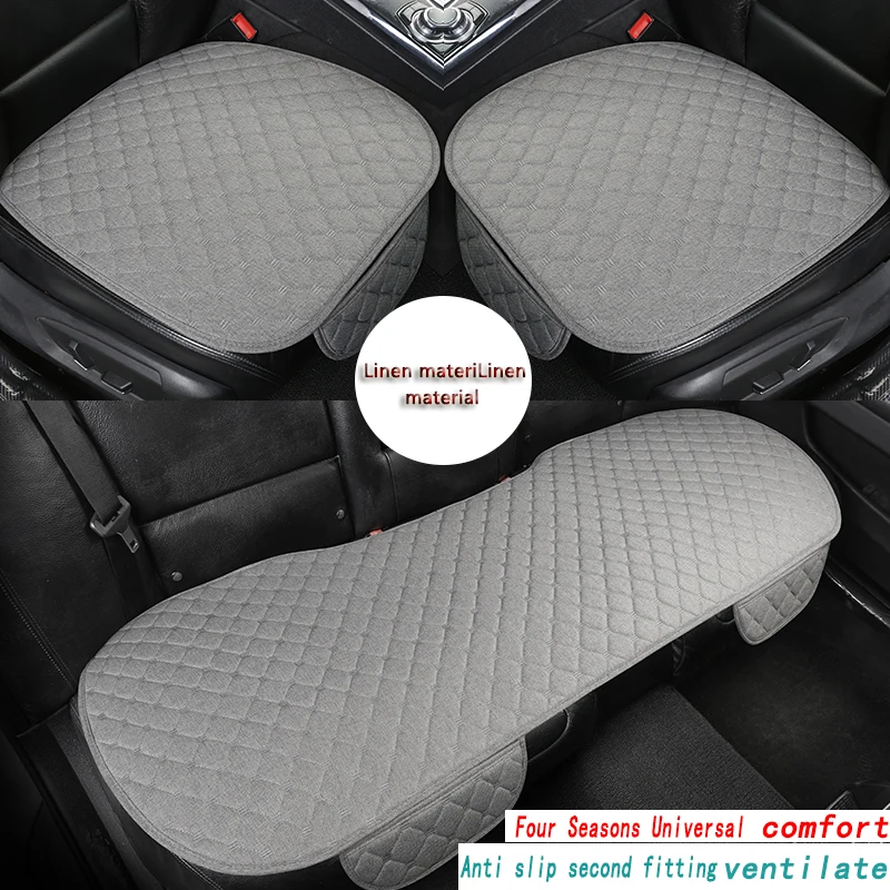 Coussin de voiture brodé matelassé en lin sans dossier, ensemble universel de trois pièces quatre saisons