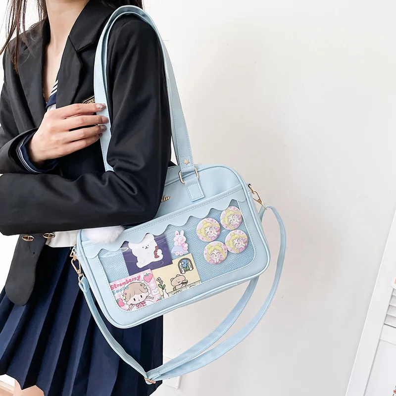 Preppy Style School JK Bag For Teenage Girls Transparent PU Leather Itabag Women Shoulder Bag Lovely Lolita Handbags Ita Bag Sac