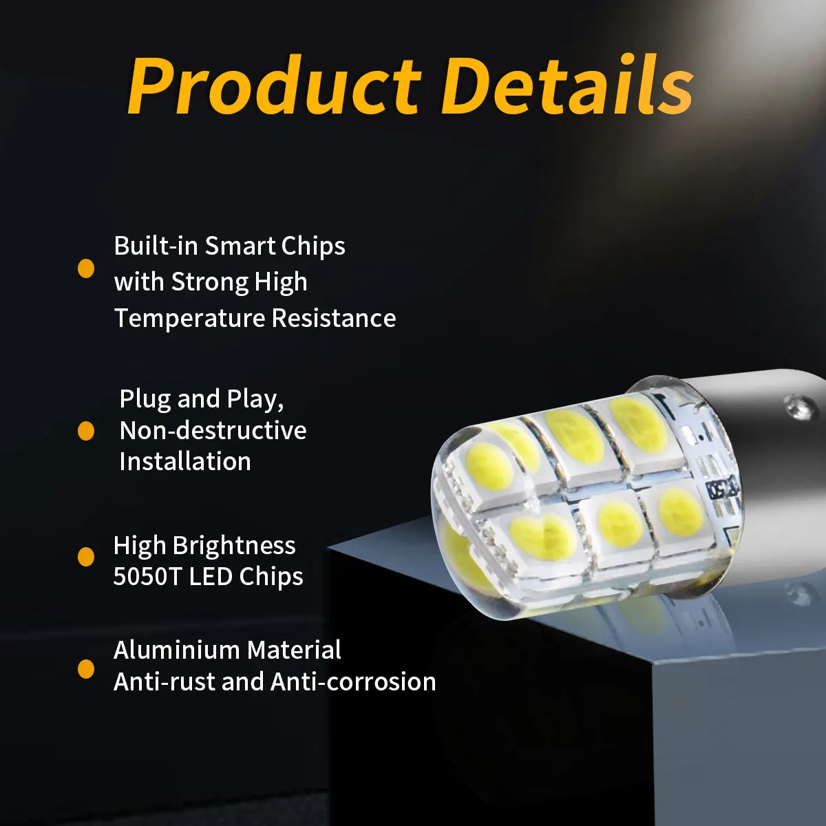 2/10 Pieces of 1156 BA15S P21W 1157 BAY15D P21/5W S25 G18 Grade A LED 5050 Chips Brake Light Bulbs Reverse Parking Turn Signals