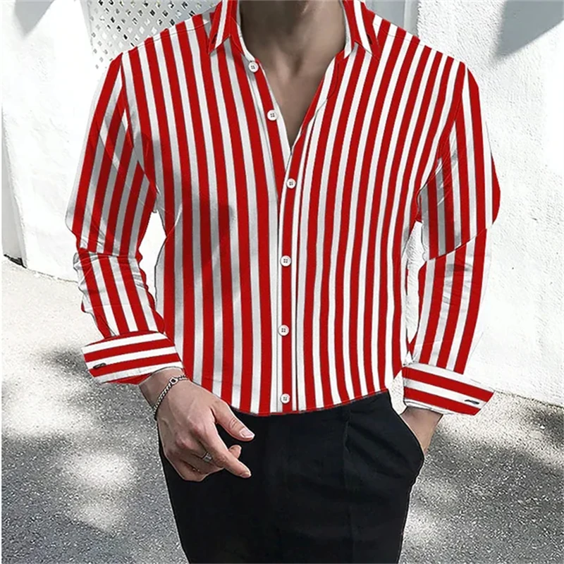 Simple men\'s shirt with long sleeves and vertical stripes, fashionable and trendy, casual, handsome, slim fit and comfortable