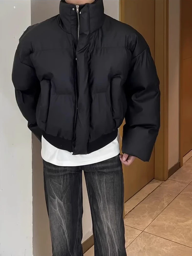 

Утепленная куртка из искусственной кожи и хлопка с воротником-стойкой, короткий рукав, повседневная зимняя мужская модная брендовая хлопковая куртка-пальто