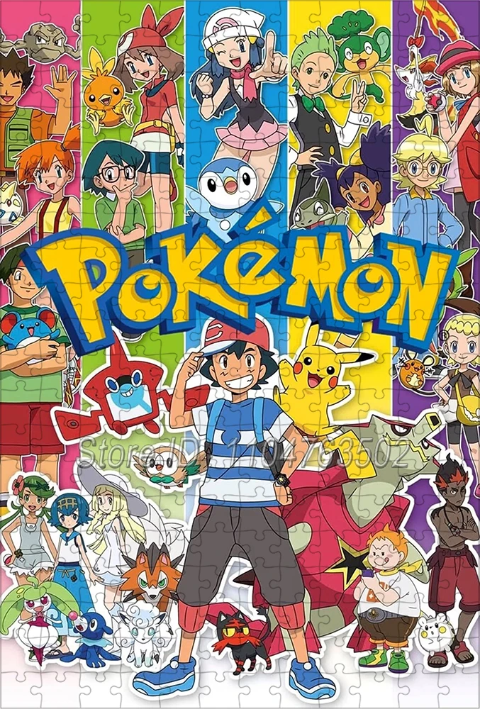 Puzzle Pokemon 108/200/300/500/1000 pièces, dessin animé japonais, bricolage, jouets faits à la main pour enfants, objets de collection pour adultes