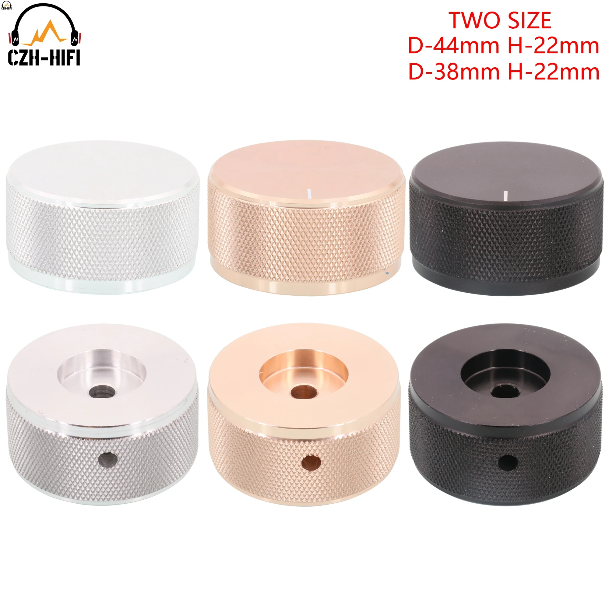 

1pc 38mm 44mm CNC Machined Solid Aluminum Knob Button Cap for Audio Amplifier Potentiometer Volume Control Turntable DAC Radio