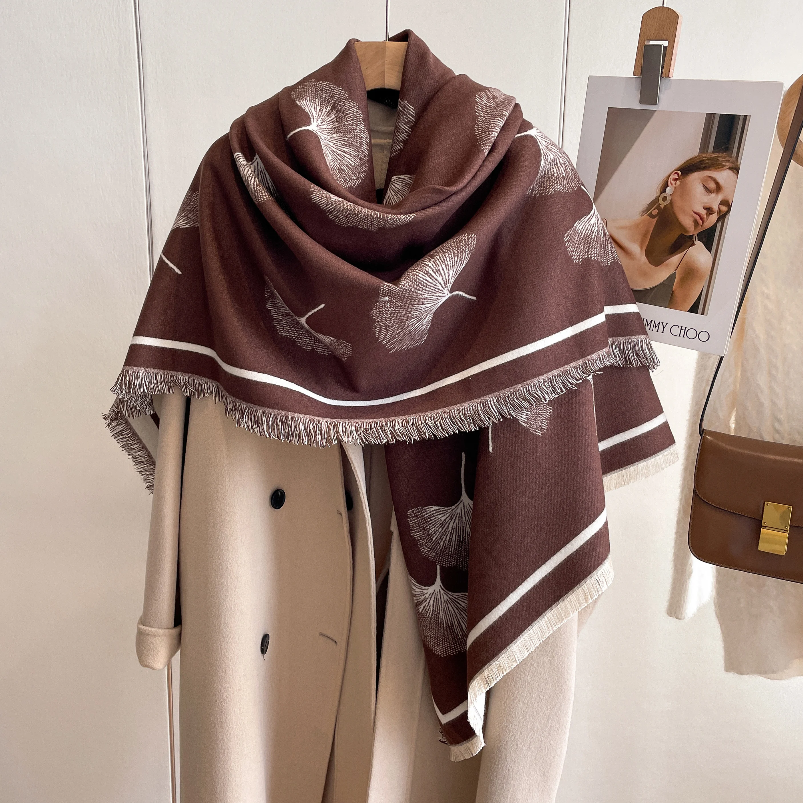 Neue Warme Winter Schal Kaschmir Frauen Pashmina Design Druck Schals Wrap Weibliche Dicke Decke Weiche Bufanda Stolen Mode Kopftuch – Detail 18