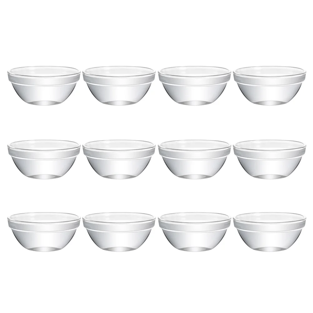 12Pcs Glass Bowls Set Round Dessert Dishes Glass Tiny Ramekins