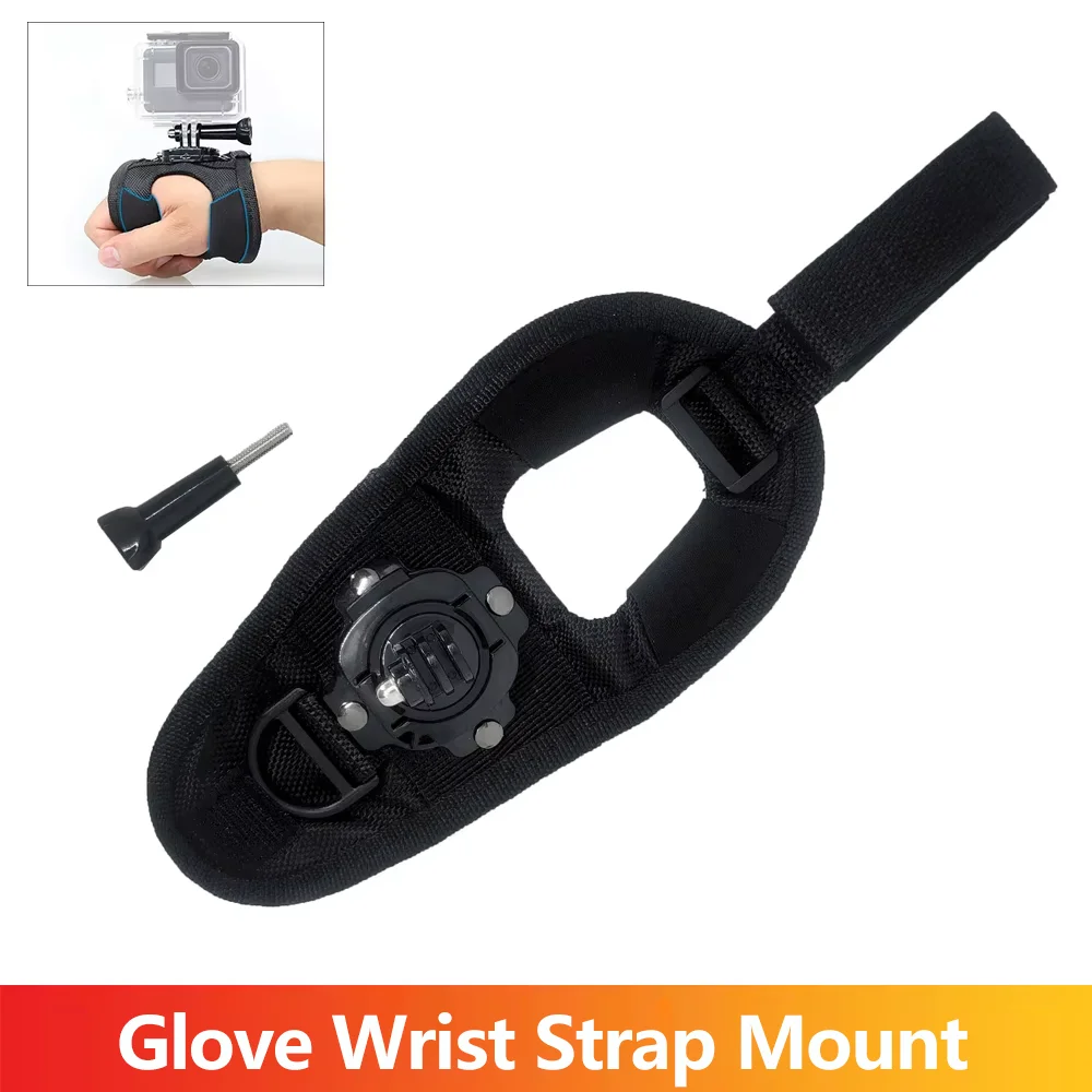Glove Wrist Strap Mount 360° Rotatable for GoPro Hero 13 12 11 10 9, Adjustable Palm Hand Holder for Action Camera POV Vlogging