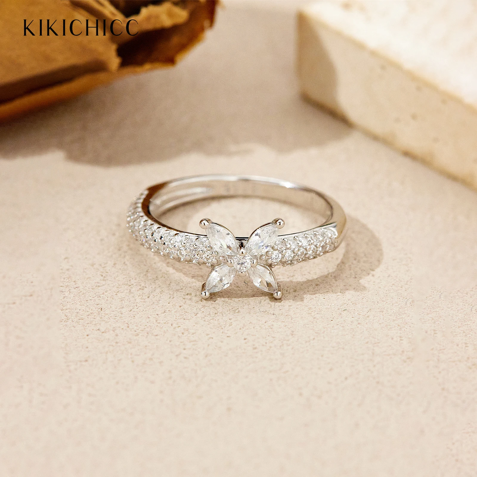 

KIKICHICC Women 925 Sterling Silver Flower CZ Zircon Size 6,7,8 Luxury Ring 2025 Shiny Fine Vinatge Funky Anniversary Gift