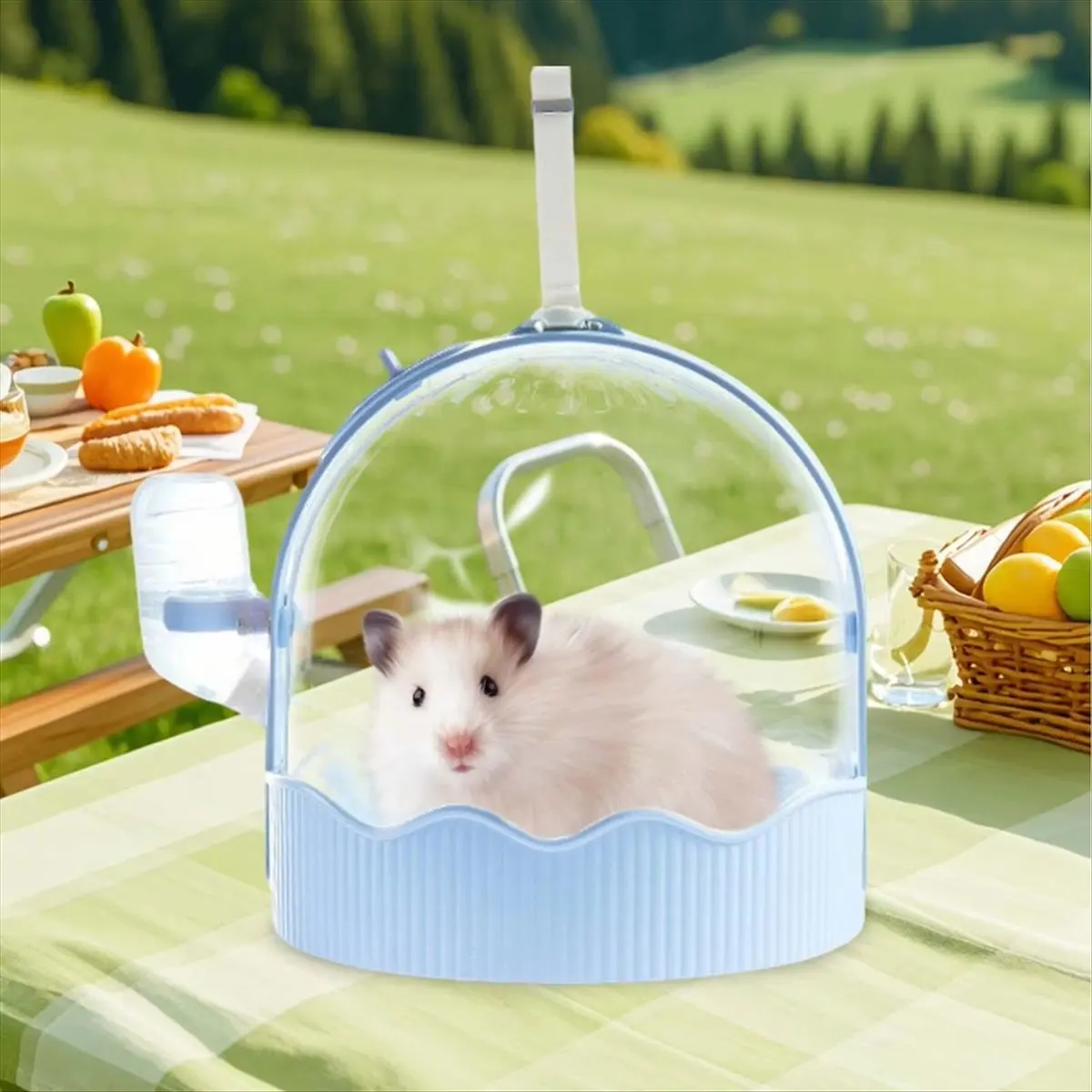 A67T NEW Small Animal Carrier Portable Hamster Cage with Adjustable Shoulder Strap Pet Supplies for Play Home Forage Feeder