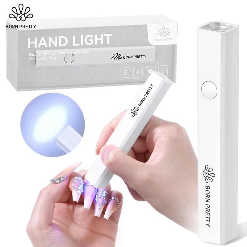 

BORN PRETTY Handheld UV Light for Gel Nails Mini Nail Light Portable LED Nail Lamp Cordless Rechargeable USB Nail Dryer 1Pc