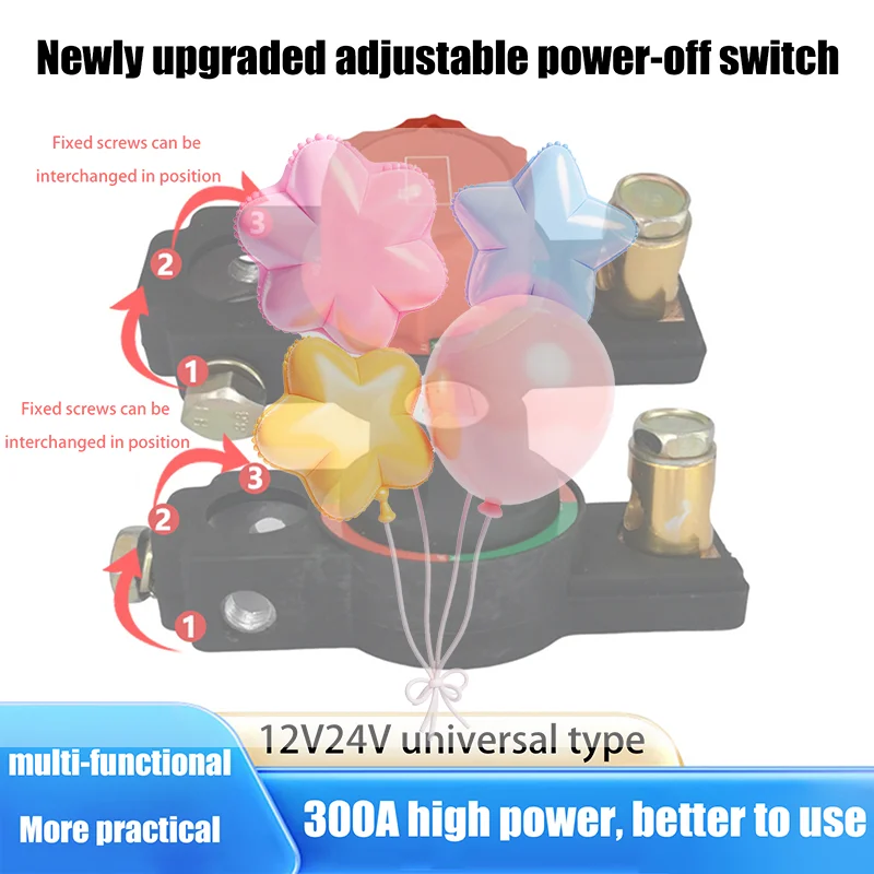 

12V24V Universal Car Battery Disconnect Switch Manual Circuit Breaker Tool Free Knob Anti-Power Off Leakage Protector Auto Parts