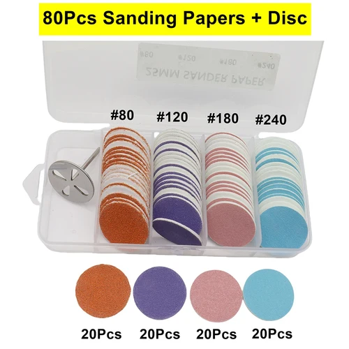 Imagen 1 del producto Nuevos discos de papel de lija de 80 Uds con broca de Metal para uñas de 0,98 pulgadas, repuesto de brocas para uñas de disco de lijado para pedicura y Ma