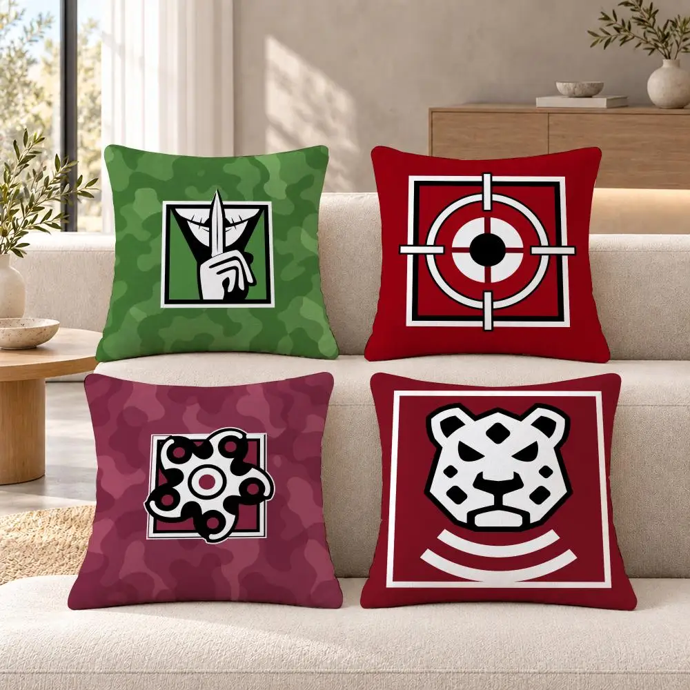 Game Shooter R-Rainbow Six Cushion Cover Soft Short Plush Sofa Bedroom Den Car Dorm Decor Gifts