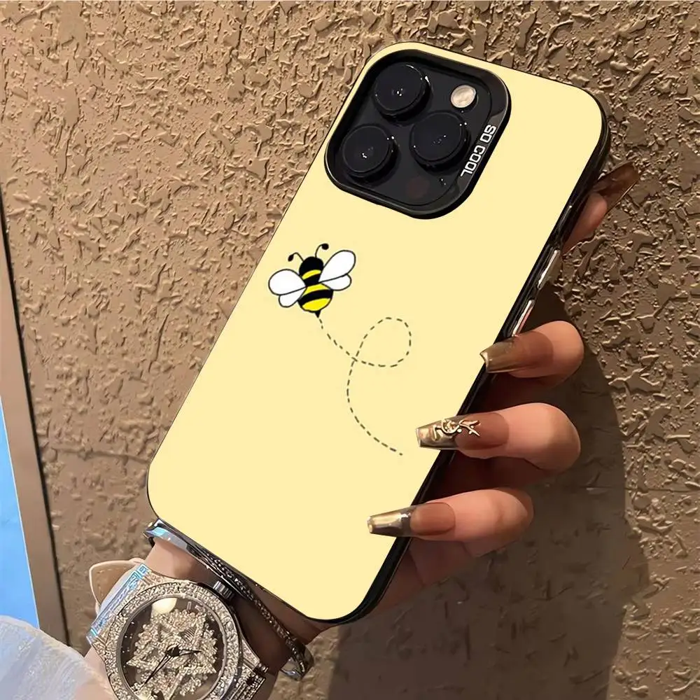 حافظة هاتف كارتون ليتل يلو بيز لهاتف آيفون 17,16,15,14,13,12,X,8,Pro,Max,Plus,E,SE4,Air,Mini IMD أسود غير لامع #5