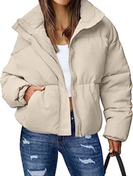 Winter Coat for Women 2024 New in Women's Long Sleeve Zipper Collar Loose Casual Stylish Short Cotton Jacket Women's Parkas