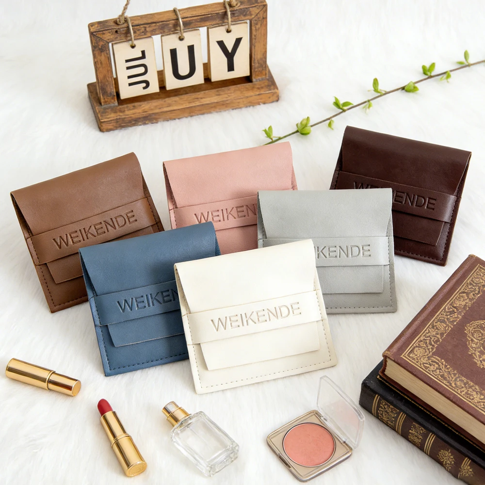 

50 шт./лот, индивидуальный кожаный чехол для ювелирных изделий из искусственной кожи, небольшой размер, упаковочный чехол для ожерелья, браслета, кольца, сумка для хранения