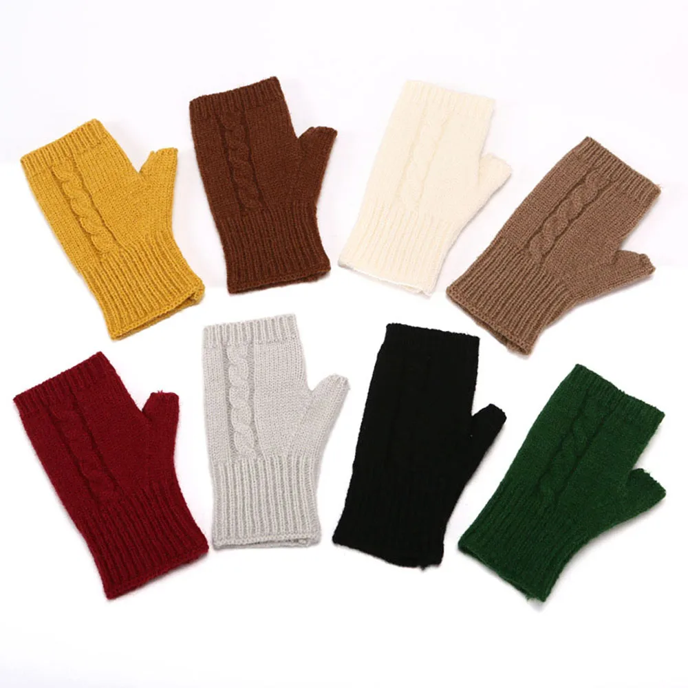 Guantes largos sin dedos para mujer, manopla de punto, calentador de brazo, manga delgada, informal, suave, Unisex, Invierno