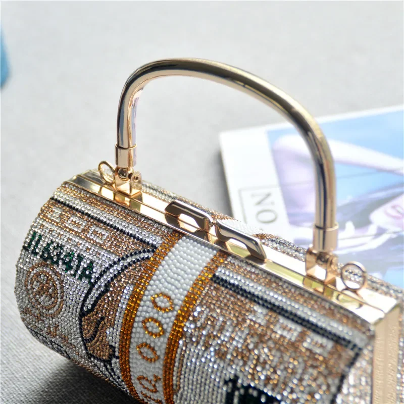 

2026 New Women Bag Full Diamond Dollar Snake Bone Chain Handbag Dollar Metal Chain Shoulder Bag Rhinestone Shoulder Bag Wallet