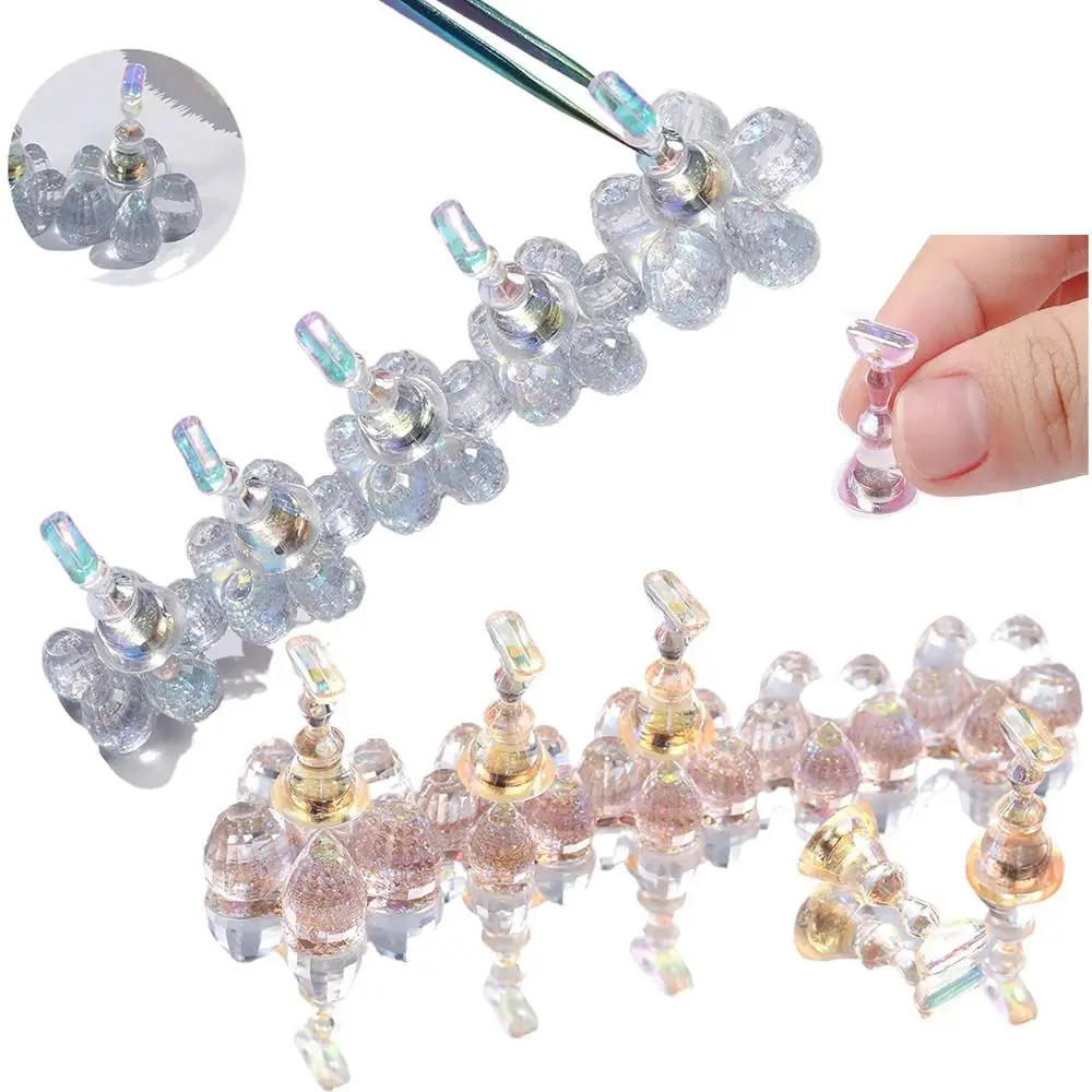 حامل أظافر مغناطيسي على شكل زهرة كريستالية لامعة 5 حامل أظافر طرف أظافر حامل ممارسة ترتر لامع مغناطيسي قوي #5