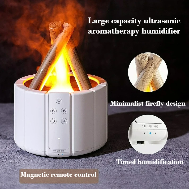 

Аромадиффузор-увлажнитель воздуха с эффектом пламени 280 мл, генератор тумана с имитацией пламени для дома и офиса