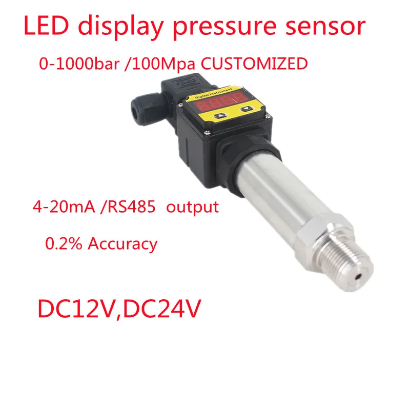 0-1Mpa 100Kpa Digital display type Pressure Sensor Transmitter 4-20ma RS485 Modbus Air  water oil presure Instruments