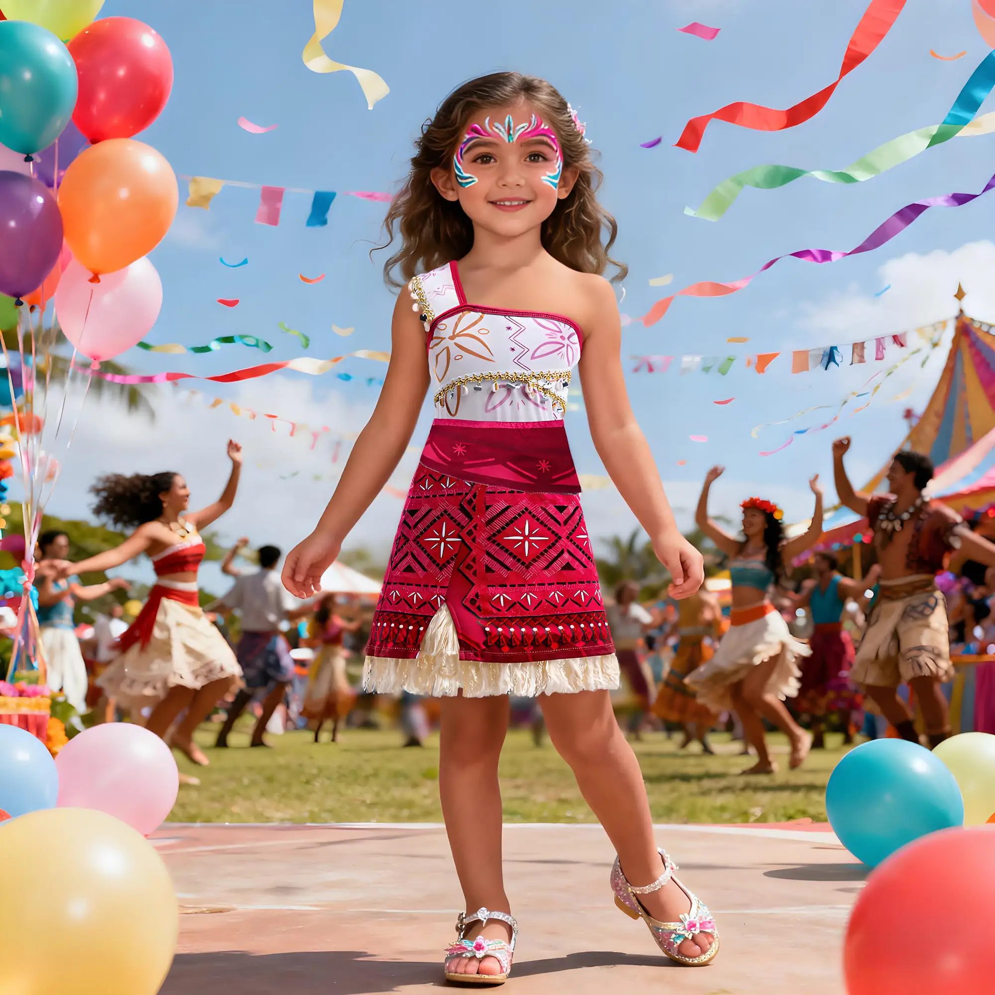 

New Movie Moana 2 Dress for Girls Adventure Costume Girl Princess Fancy Clothes Children Vaiana Carnival Party Necklace Bag Set