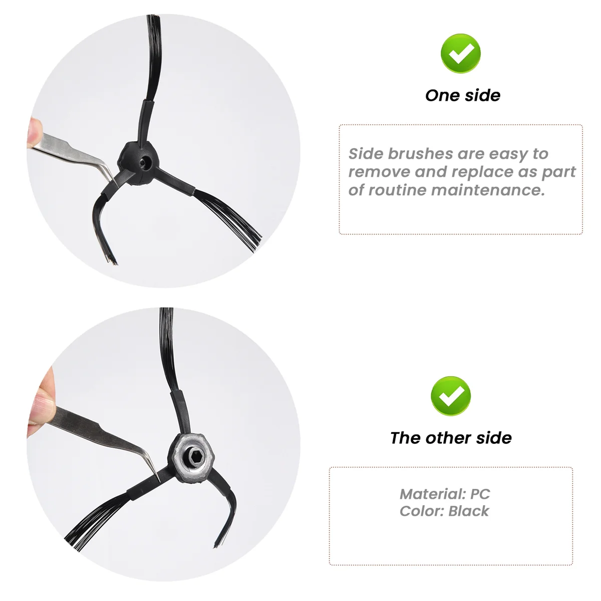 1 Pair of Robotic Vacuum Cleaner 3-Armed Side Brush for Ecovacs CEN540 CR120