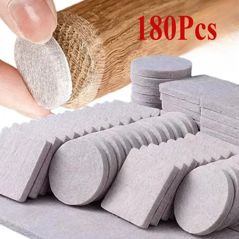 18/180Pcs Felt Chair Leg Pads Round Square Floor Protector Self Adhesive Furniture Table Legs Pad Bumper Anti Slip Furniture Mat