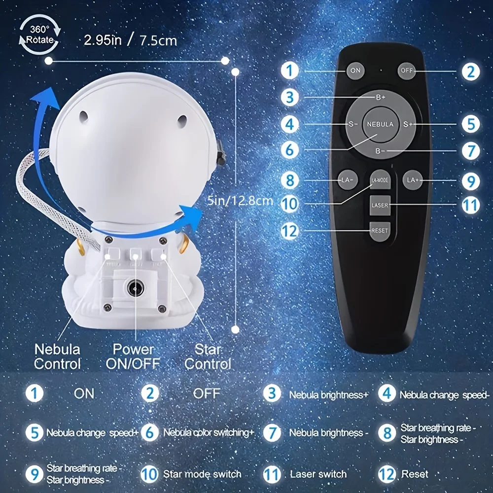 Star Projector  Night Light - Astronaut Space Projector, Starry Nebula Ceiling LED Lamp With Timer And Remote, Room Decor Aesthe