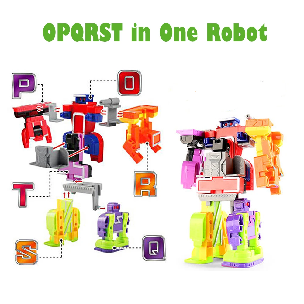 Aphabet Letter Toy Robot Transformation DIY Creative Assembling Action Figure Toys for Preschool  STEM Education