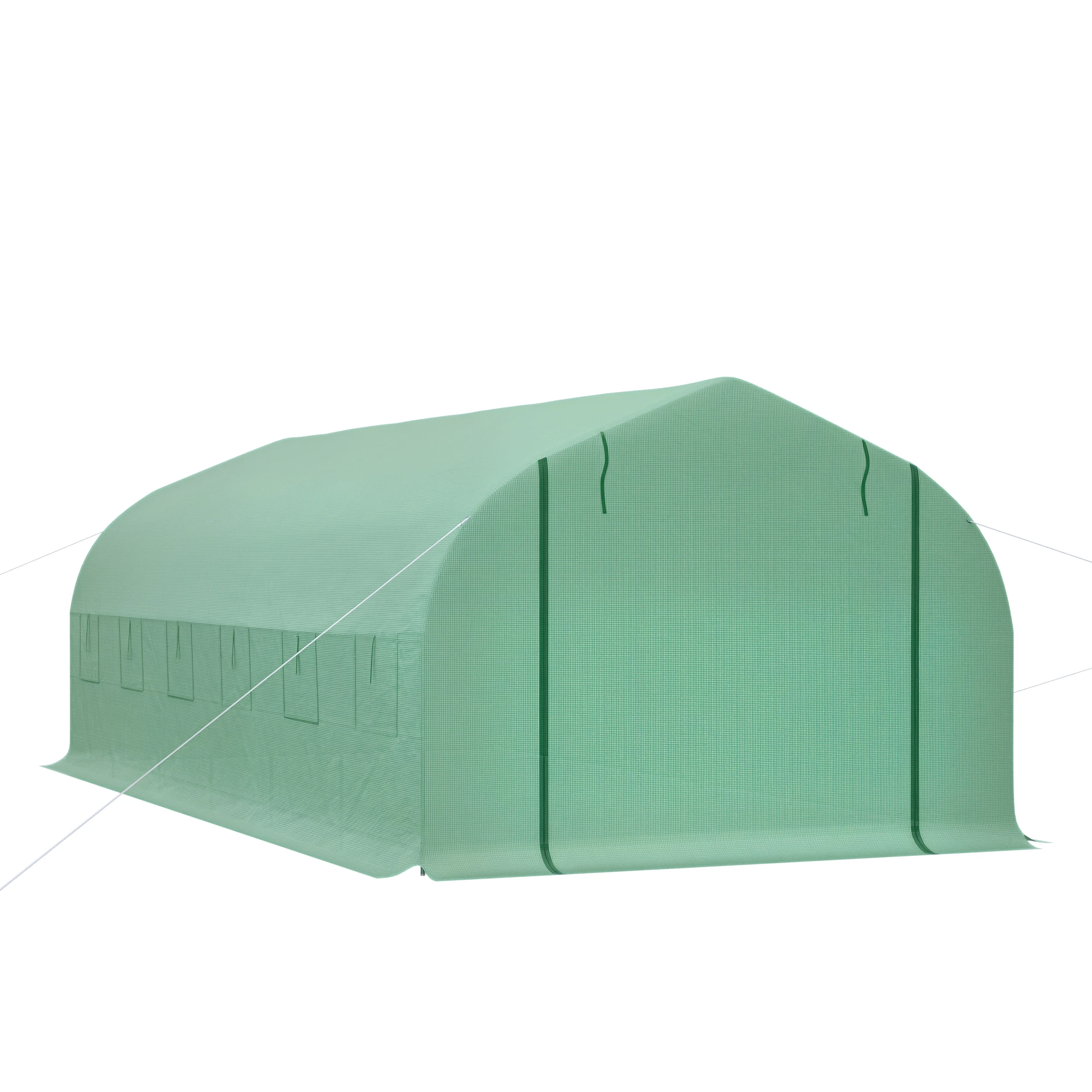 HOMCOM Invernadero de Túnel 595x300x200 cm con 12 Ventanas y Puerta Enrollable